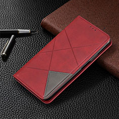 Funda de Cuero Cartera con Soporte Carcasa T04 para Oppo Find X2 Lite Rojo