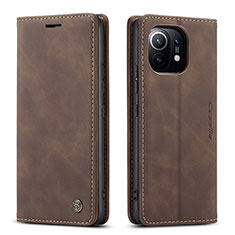 Funda de Cuero Cartera con Soporte Carcasa T04 para Xiaomi Mi 11 Lite 4G Marron