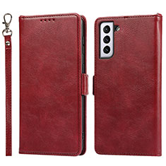 Funda de Cuero Cartera con Soporte Carcasa T04D para Samsung Galaxy S21 FE 5G Rojo