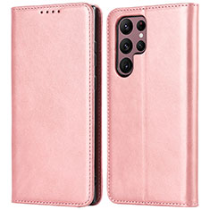 Funda de Cuero Cartera con Soporte Carcasa T04D para Samsung Galaxy S21 Ultra 5G Oro Rosa