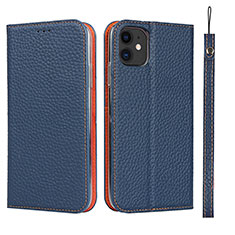 Funda de Cuero Cartera con Soporte Carcasa T05 para Apple iPhone 11 Azul