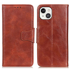 Funda de Cuero Cartera con Soporte Carcasa T05 para Apple iPhone 13 Marron