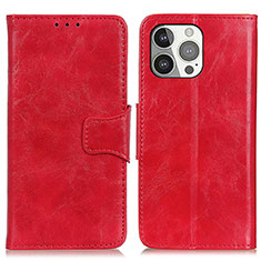 Funda de Cuero Cartera con Soporte Carcasa T05 para Apple iPhone 13 Pro Rojo