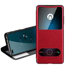 Funda de Cuero Cartera con Soporte Carcasa T05 para Huawei Honor View 30 5G Rojo