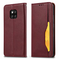 Funda de Cuero Cartera con Soporte Carcasa T05 para Huawei Mate 20 Pro Rojo Rosa