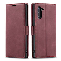 Funda de Cuero Cartera con Soporte Carcasa T05 para Samsung Galaxy Note 10 Rojo Rosa