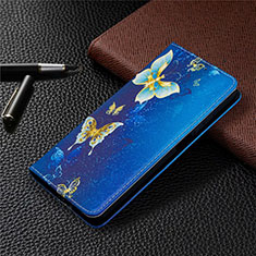 Funda de Cuero Cartera con Soporte Carcasa T05 para Xiaomi Mi 10i 5G Azul