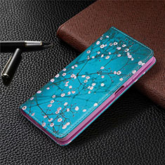 Funda de Cuero Cartera con Soporte Carcasa T05 para Xiaomi Mi 10i 5G Azul Cielo