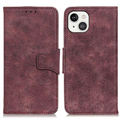 Funda de Cuero Cartera con Soporte Carcasa T06 para Apple iPhone 14 Morado