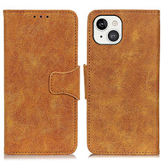 Funda de Cuero Cartera con Soporte Carcasa T06 para Apple iPhone 15 Marron Claro