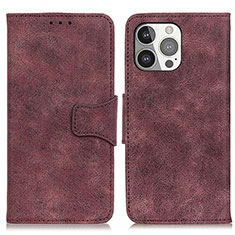 Funda de Cuero Cartera con Soporte Carcasa T06 para Apple iPhone 16 Pro Max Morado