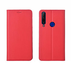 Funda de Cuero Cartera con Soporte Carcasa T06 para Huawei Honor 20i Rojo