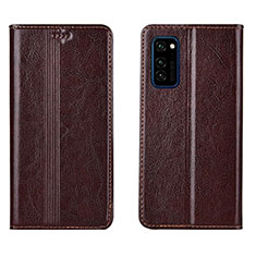 Funda de Cuero Cartera con Soporte Carcasa T06 para Huawei Honor V30 5G Marron