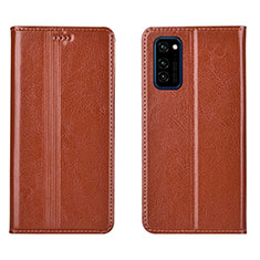 Funda de Cuero Cartera con Soporte Carcasa T06 para Huawei Honor V30 5G Naranja