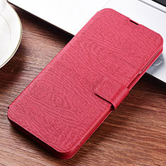 Funda de Cuero Cartera con Soporte Carcasa T06 para Huawei Nova 4e Rojo