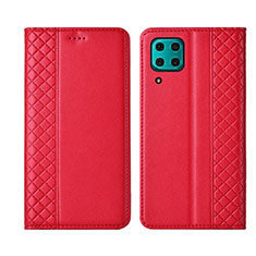 Funda de Cuero Cartera con Soporte Carcasa T06 para Huawei Nova 6 SE Rojo