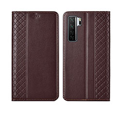 Funda de Cuero Cartera con Soporte Carcasa T06 para Huawei Nova 7 SE 5G Marron