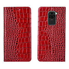 Funda de Cuero Cartera con Soporte Carcasa T06 para Xiaomi Redmi Note 9 Rojo