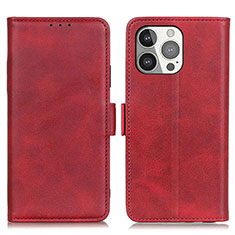 Funda de Cuero Cartera con Soporte Carcasa T07 para Apple iPhone 13 Pro Max Rojo