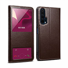 Funda de Cuero Cartera con Soporte Carcasa T07 para Huawei Honor 20S Marron