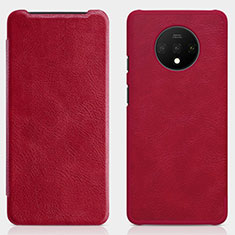 Funda de Cuero Cartera con Soporte Carcasa T07 para OnePlus 7T Rojo