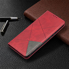 Funda de Cuero Cartera con Soporte Carcasa T07 para Xiaomi Redmi 9i Rojo