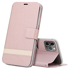 Funda de Cuero Cartera con Soporte Carcasa T08 para Apple iPhone 11 Pro Max Oro Rosa