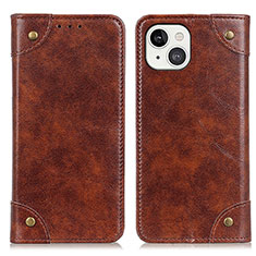 Funda de Cuero Cartera con Soporte Carcasa T08 para Apple iPhone 14 Marron