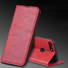 Funda de Cuero Cartera con Soporte Carcasa T08 para Huawei Honor V20 Rojo