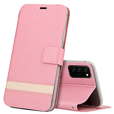 Funda de Cuero Cartera con Soporte Carcasa T08 para Huawei Honor V30 5G Rosa