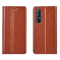 Funda de Cuero Cartera con Soporte Carcasa T08 para Oppo Find X2 Neo Naranja