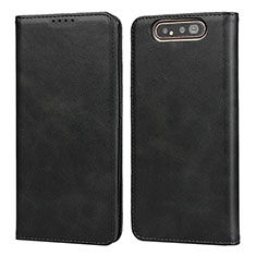 Funda de Cuero Cartera con Soporte Carcasa T08 para Samsung Galaxy A80 Negro