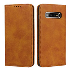 Funda de Cuero Cartera con Soporte Carcasa T08 para Samsung Galaxy S10 Plus Naranja