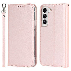 Funda de Cuero Cartera con Soporte Carcasa T08D para Samsung Galaxy S21 5G Oro Rosa