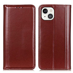 Funda de Cuero Cartera con Soporte Carcasa T09 para Apple iPhone 13 Marron