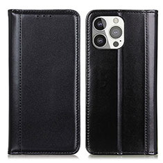 Funda de Cuero Cartera con Soporte Carcasa T09 para Apple iPhone 15 Pro Max Negro