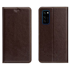 Funda de Cuero Cartera con Soporte Carcasa T09 para Huawei Honor View 30 Pro 5G Marron