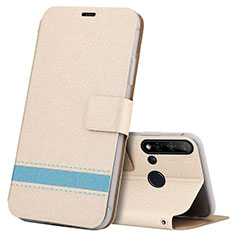 Funda de Cuero Cartera con Soporte Carcasa T09 para Huawei Nova 5i Oro