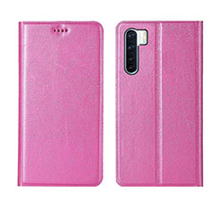 Funda de Cuero Cartera con Soporte Carcasa T09 para Oppo A91 Rosa