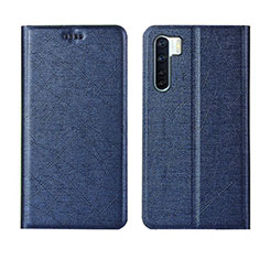 Funda de Cuero Cartera con Soporte Carcasa T09 para Oppo F15 Azul