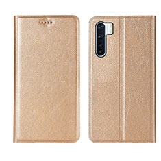 Funda de Cuero Cartera con Soporte Carcasa T09 para Oppo F15 Oro