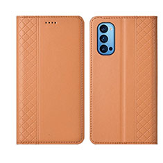 Funda de Cuero Cartera con Soporte Carcasa T09 para Oppo Reno4 5G Naranja