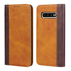 Funda de Cuero Cartera con Soporte Carcasa T09 para Samsung Galaxy S10 5G Naranja