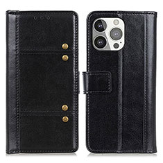 Funda de Cuero Cartera con Soporte Carcasa T10 para Apple iPhone 14 Pro Max Negro