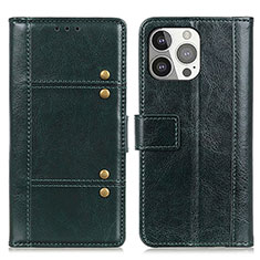 Funda de Cuero Cartera con Soporte Carcasa T10 para Apple iPhone 14 Pro Verde