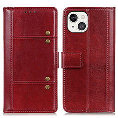 Funda de Cuero Cartera con Soporte Carcasa T10 para Apple iPhone 15 Plus Rojo