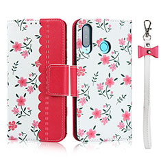 Funda de Cuero Cartera con Soporte Carcasa T10 para Huawei P30 Lite Rojo