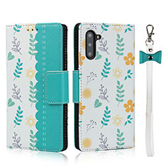 Funda de Cuero Cartera con Soporte Carcasa T10 para Samsung Galaxy Note 10 5G Cian