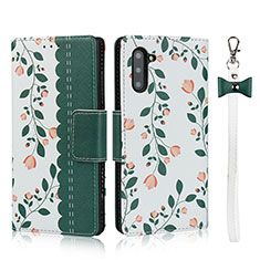 Funda de Cuero Cartera con Soporte Carcasa T10 para Samsung Galaxy Note 10 5G Verde