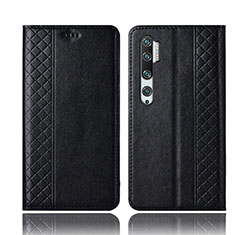 Funda de Cuero Cartera con Soporte Carcasa T10 para Xiaomi Mi Note 10 Pro Negro